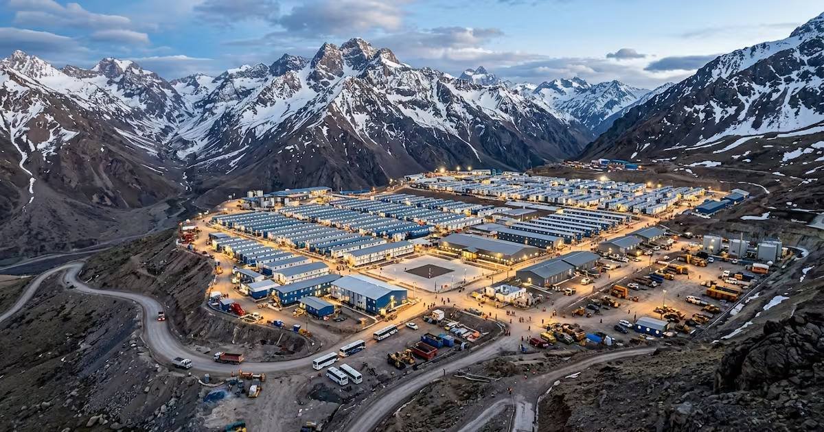 Campamento minero modular en la cordillera de San Juan para el proyecto de cobre Vicuna