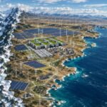 Ilustración sobre la disputa entre China y Estados Unidos por los data centers en la Patagonia argentina