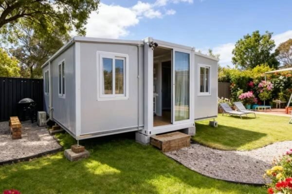Vivienda modular prefabricada de origen chino instalada sobre un terreno
